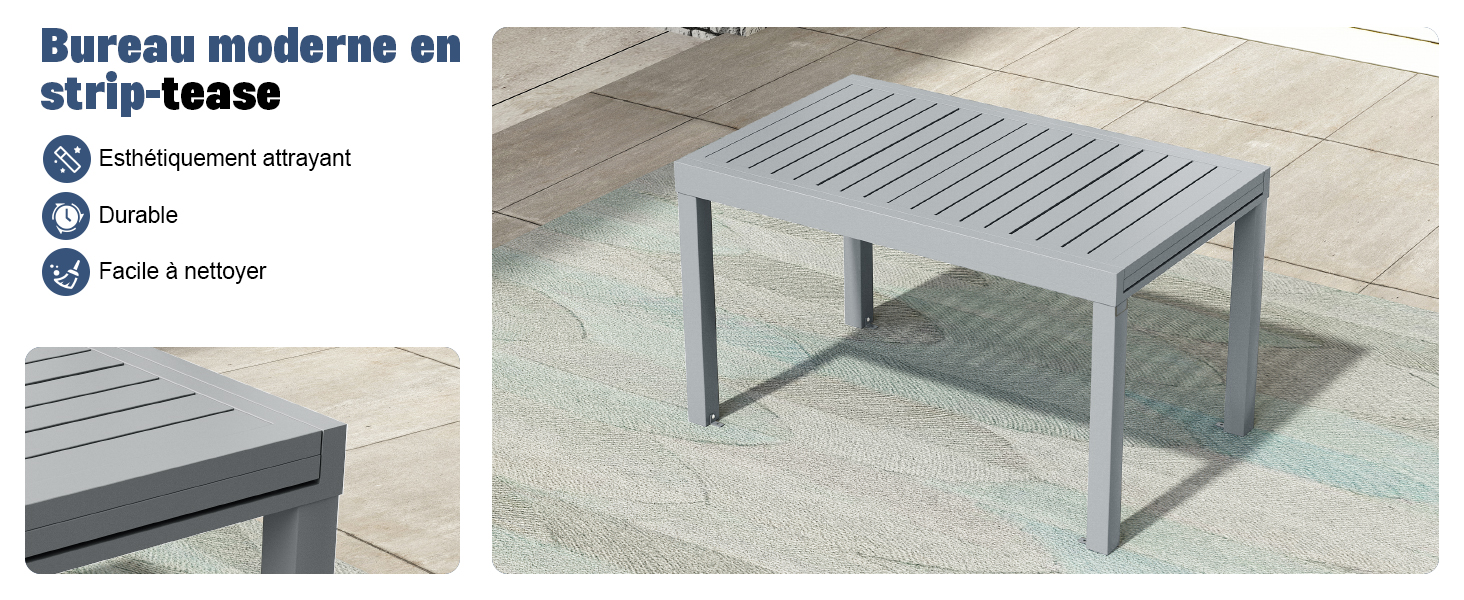 un banc gris avec une assise grise et un sol blanc.