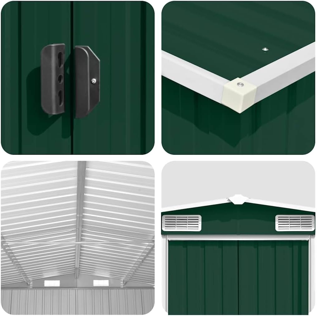 vidaXL - Abri de jardin métal vert - 257x489x181 cm - terrasse, outils