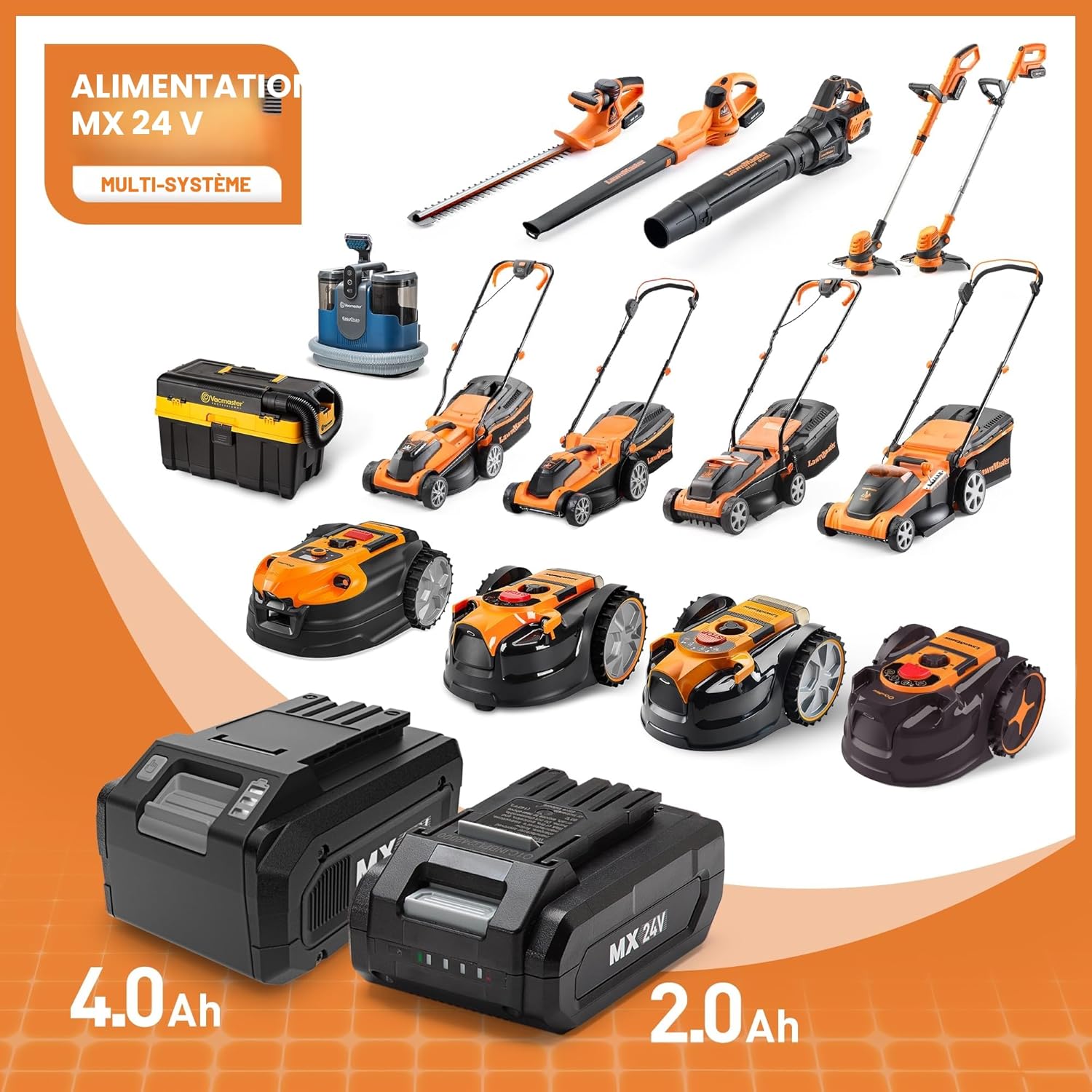 LawnMaster - OcuMow série 18 - 800㎡ - Navigation optique, 4Ah, évitement, charge auto - OcuMow®18