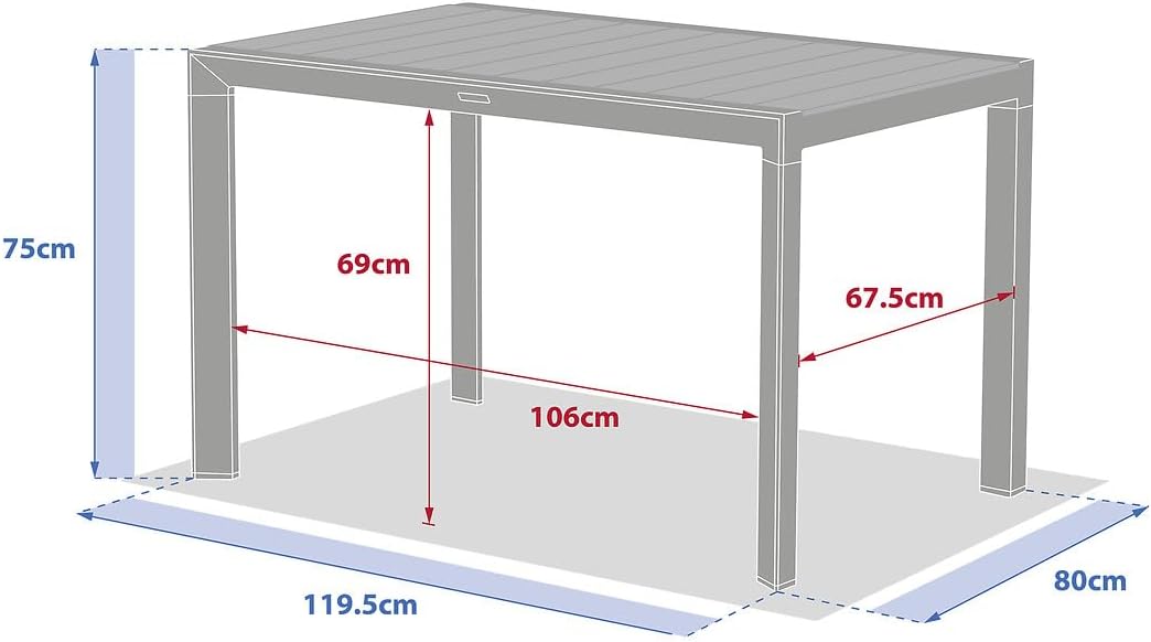 Hespéride - Table évasion 4 places - aluminium effet bois - Honey/Graphite
