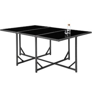 Table de ping-pong ou de ping-pong noire avec base métallique pliable, montrée en position de jeu avec un petit filet installé.