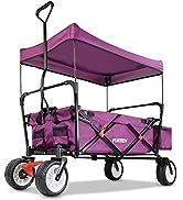 FUXTEC Bollerwagen faltbar FX-CT350 Purpur mit Dach – Transportwagen klappbar | inkl. Hecktasche ...
