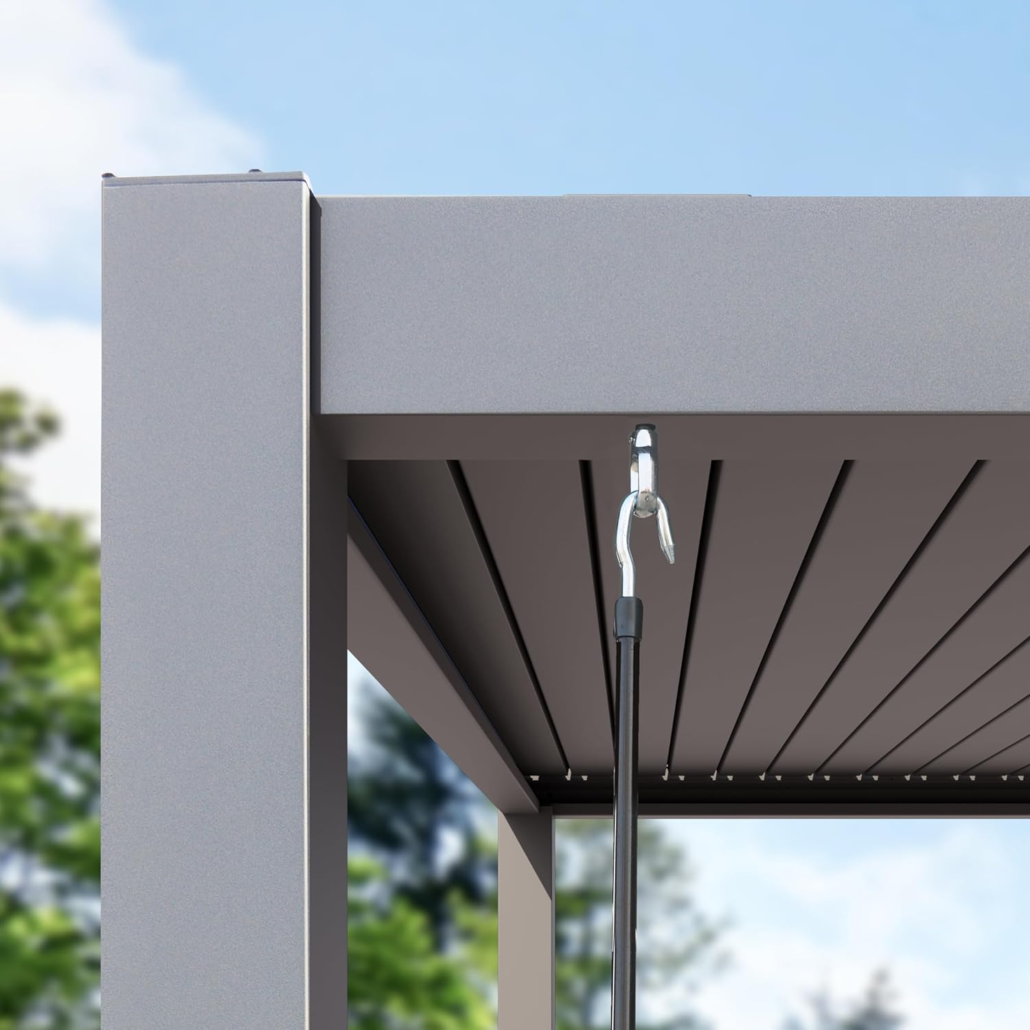 Primeyard - Pergola série aluminium - 3x6 m - lames orientables, poteaux alu, gris