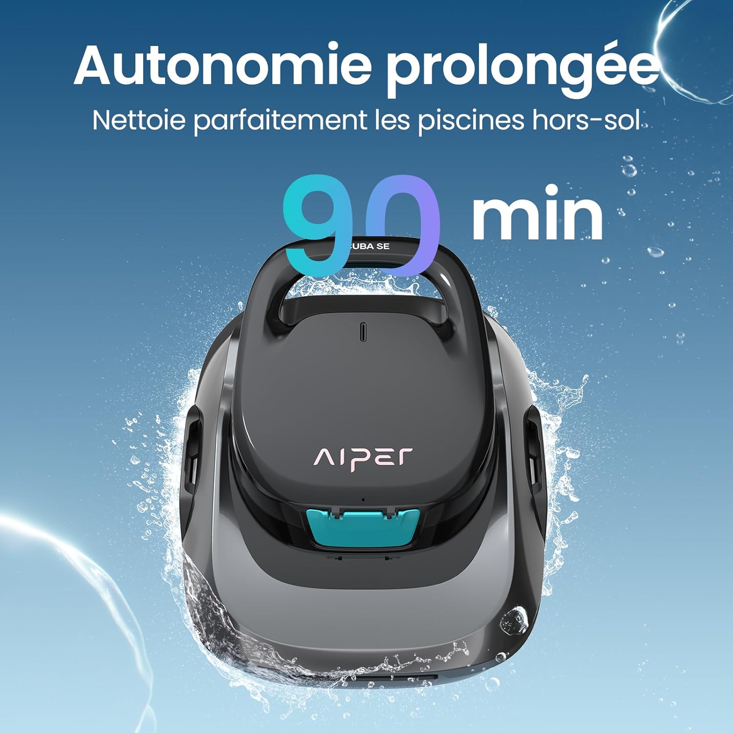 AIPER - Scuba SE - dimensions compactes - aspirateur piscine sans fil, autonomie 90min, auto-stationnement