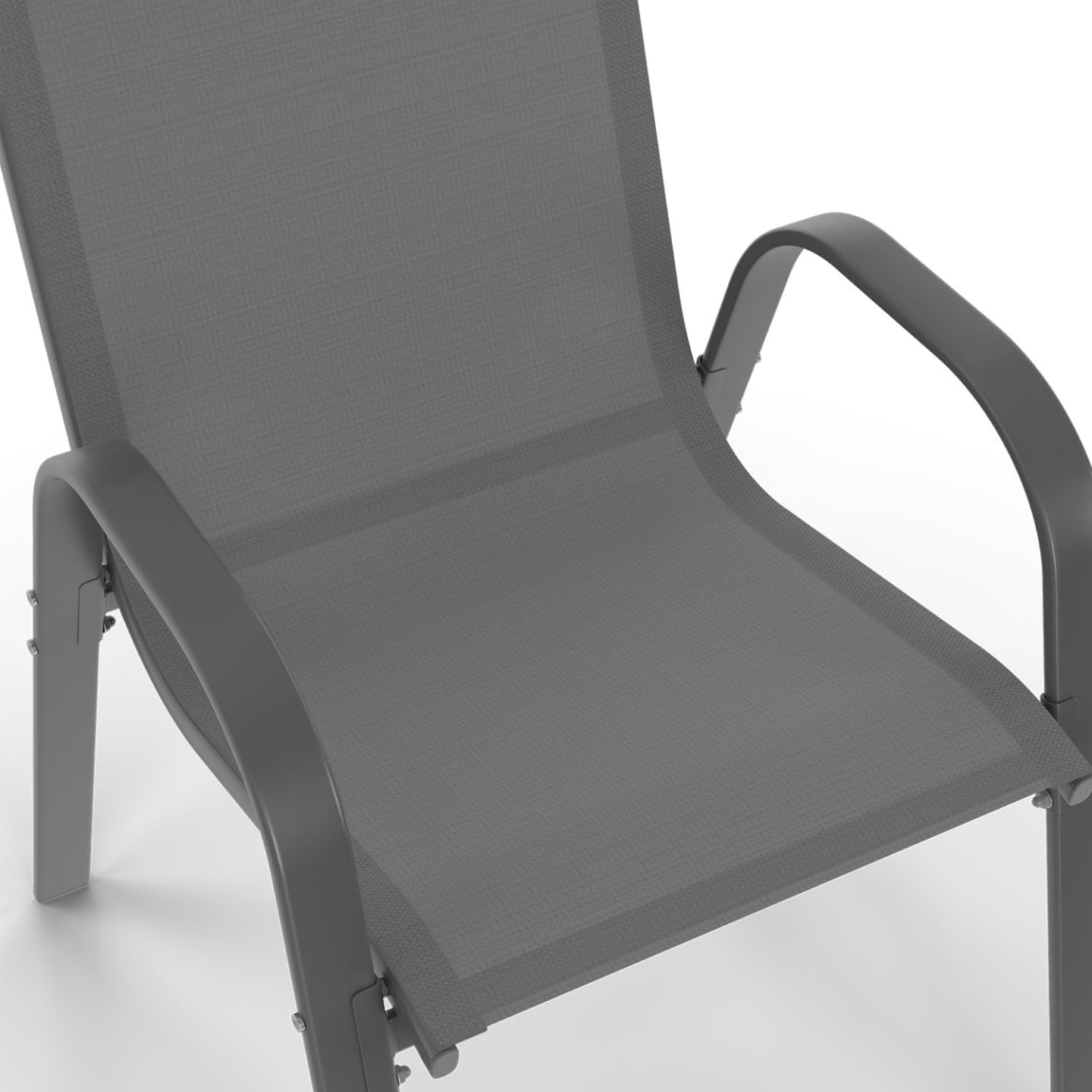 IDMarket - Madrid série - Table 240cm, 10 chaises empilables, gris anthracite