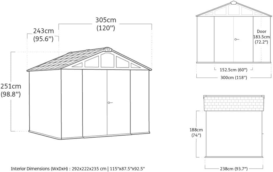 Abri de jardin en résine 7,7m² 