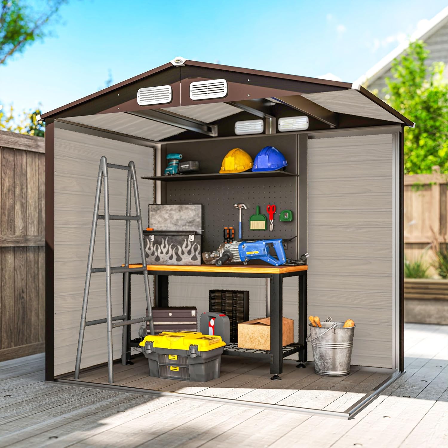Abri de Jardin en métal 2,27 m², Structure en Acier galvanisé 