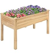GIANTEX Jardinière surélevée en bois de sapin, jardinière surélevée, parterre de fleurs avec trous de drainage, grande fleur...