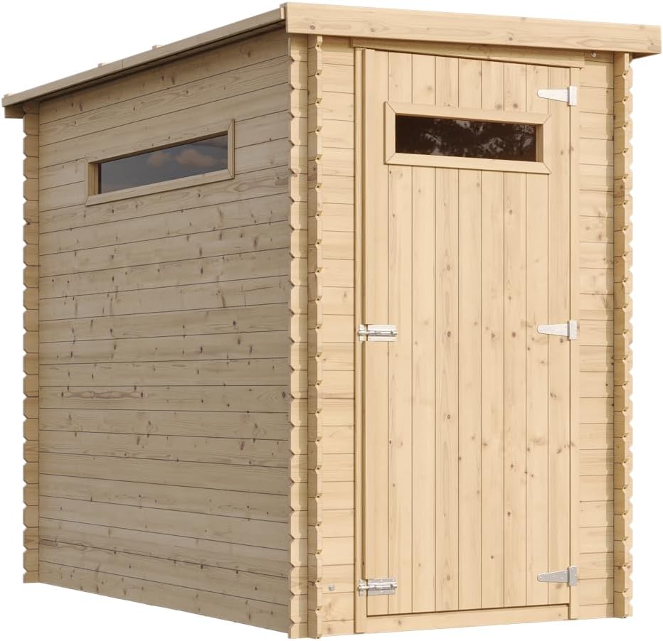 Abri de Jardin en Bois, Petite fenêtre - Stockage extérieur l239xL144xH198 cm/2.63 m2 - Petit abri à Outils, Local à vélos - Toit imperméable, fenêtres TIMBELA M306A
