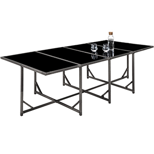 Table de ping-pong ou de ping-pong noire moderne avec structure en métal. La table présente un design élégant avec une surface de jeu noire brillante.