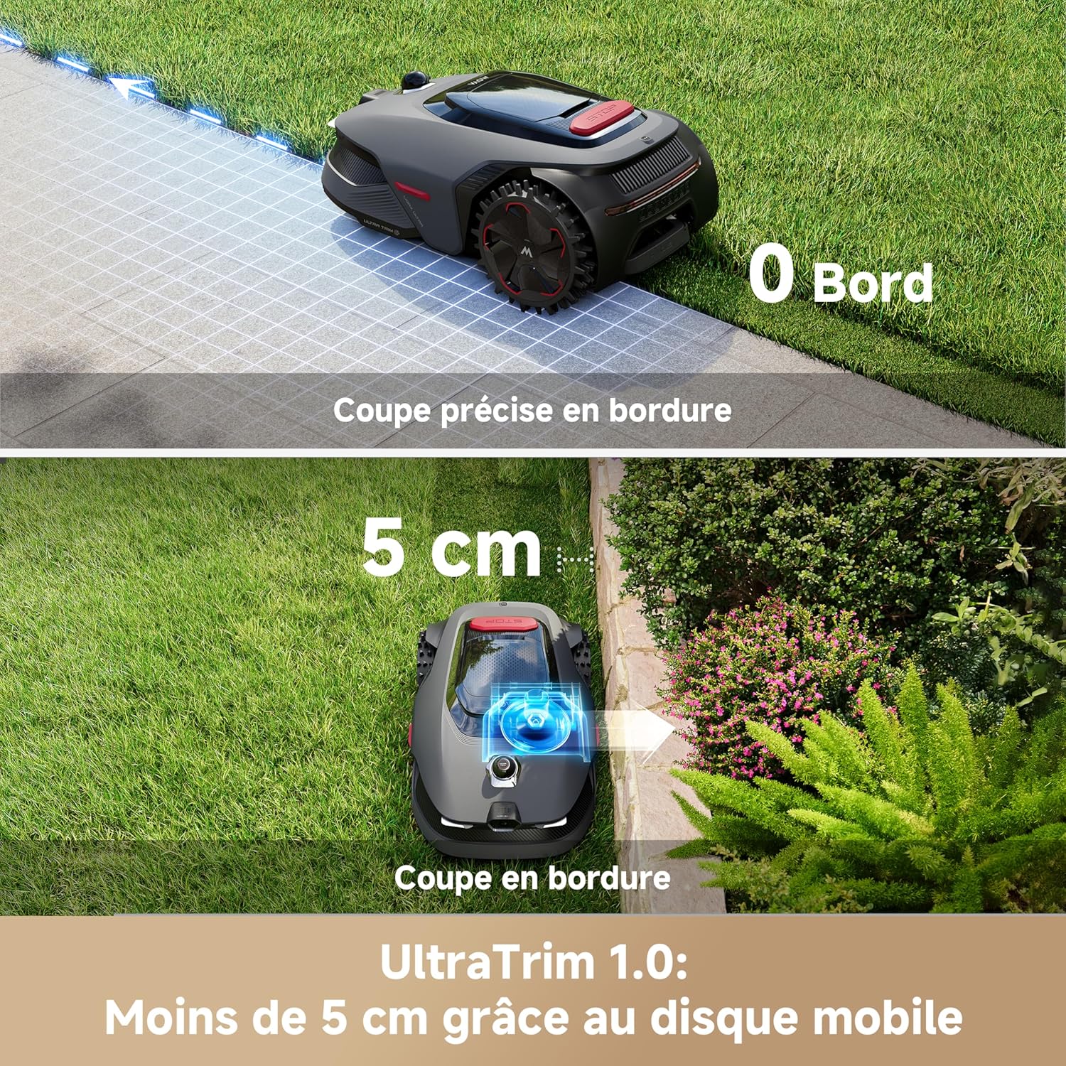 MOVA - LiDAX Ultra - Robot 800 m², IA LiDAR 3D, coupe 5 cm, toutes zones, sécurité animaux, tonte en U - Ultra800