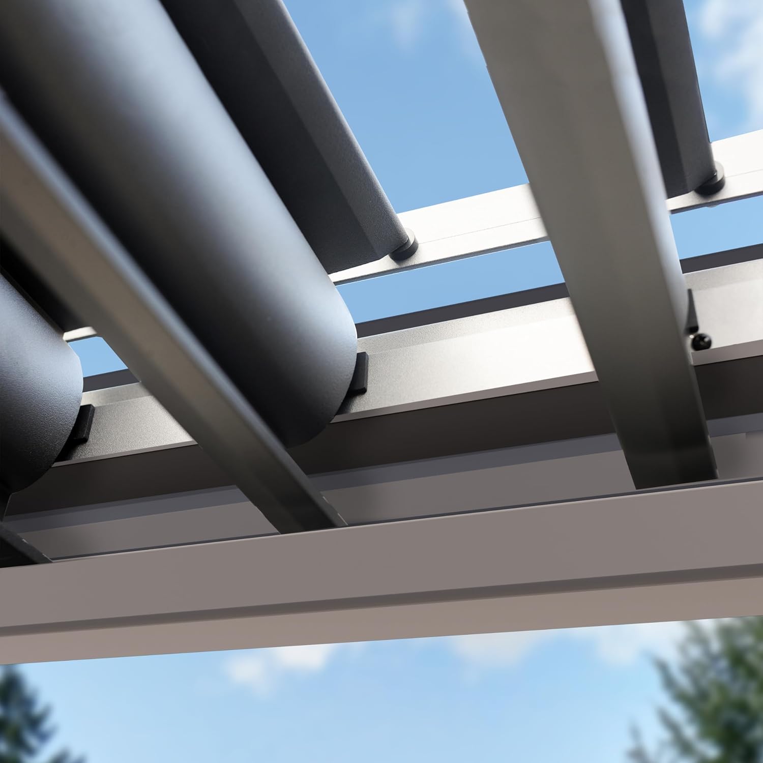 Primeyard - Pergola série aluminium - 3x6 m - lames orientables, poteaux alu, gris