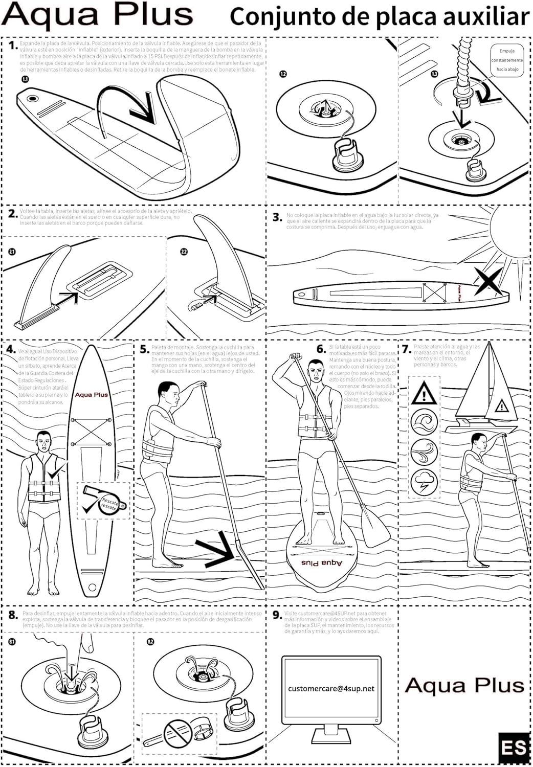 Aqua Plus - SUP gonflable 15cm - planche à pagaie, pompe, sac à dos