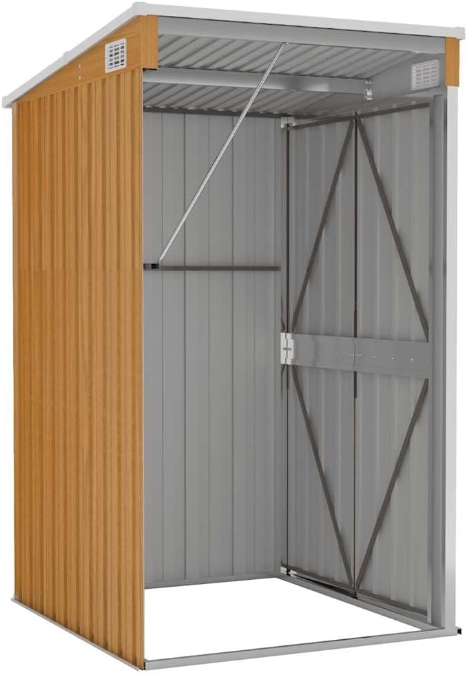 Générique Remise de Jardin Murale Marron 118x100x178 cm Acier galvanisé,Structures extérieures, Cabanes & abris de Jardin,316220