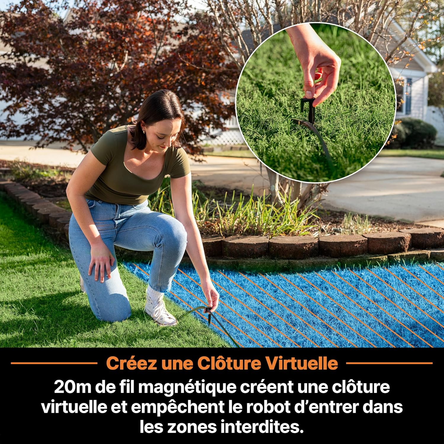 LawnMaster - OcuMow série 18 - 800㎡ - Navigation optique, 4Ah, évitement, charge auto - OcuMow®18