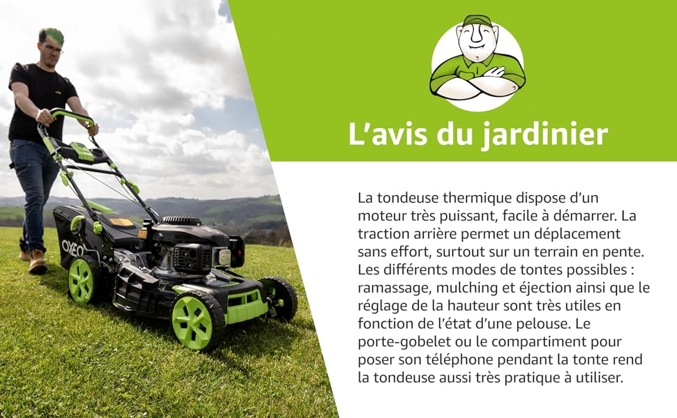 Tondeuse thermique OXEO avis du jardinier 