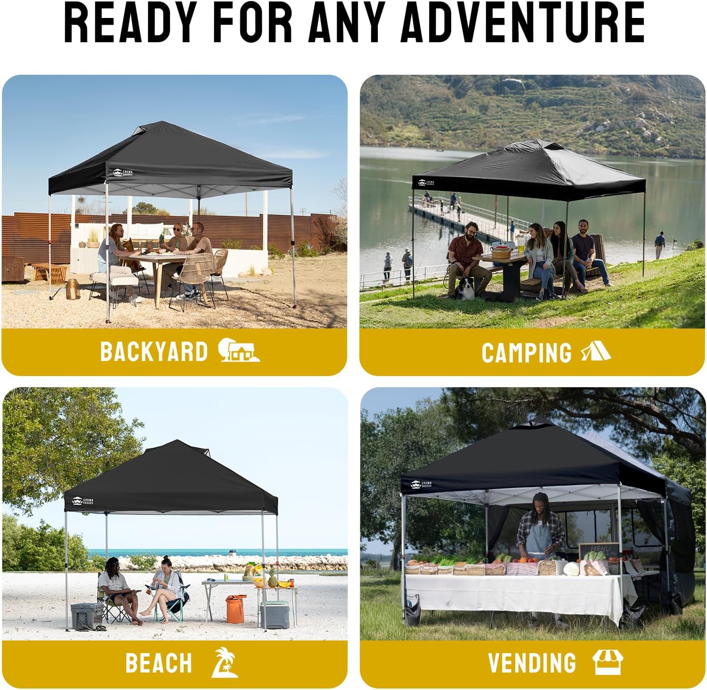 CROWN SHADES - tonnelle pliante - 3x3m - imperméable UPF50+, sac, sacs de sable