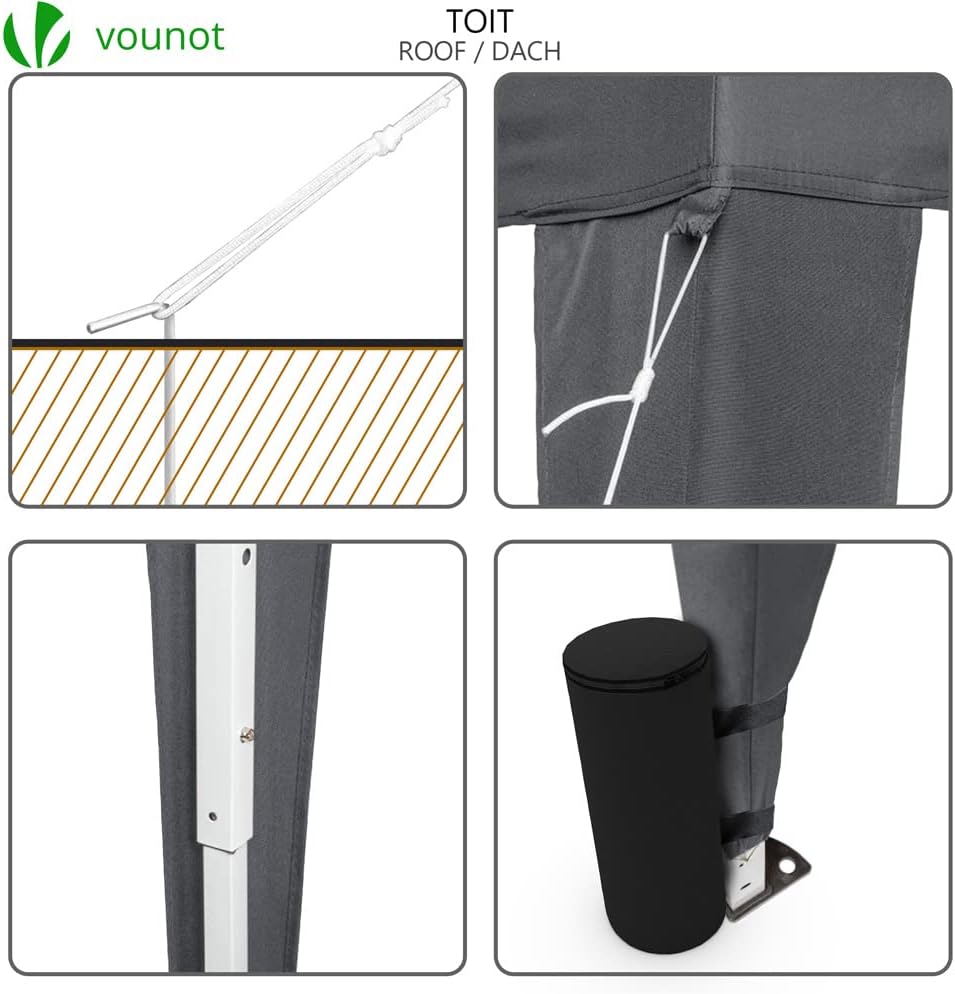 VOUNOT - tonnelle pliante 3x3m - installation rapide, accessoires inclus