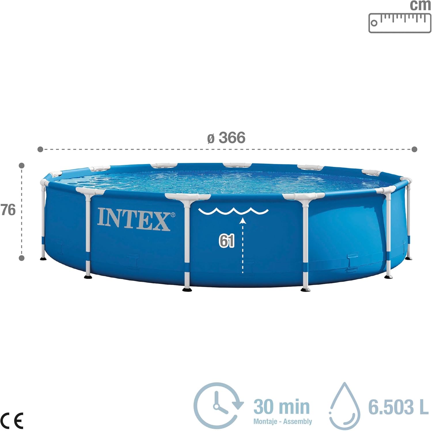 Intex piscine metal frame ronde tubulaire (ø)3,66 x (h)0,76m