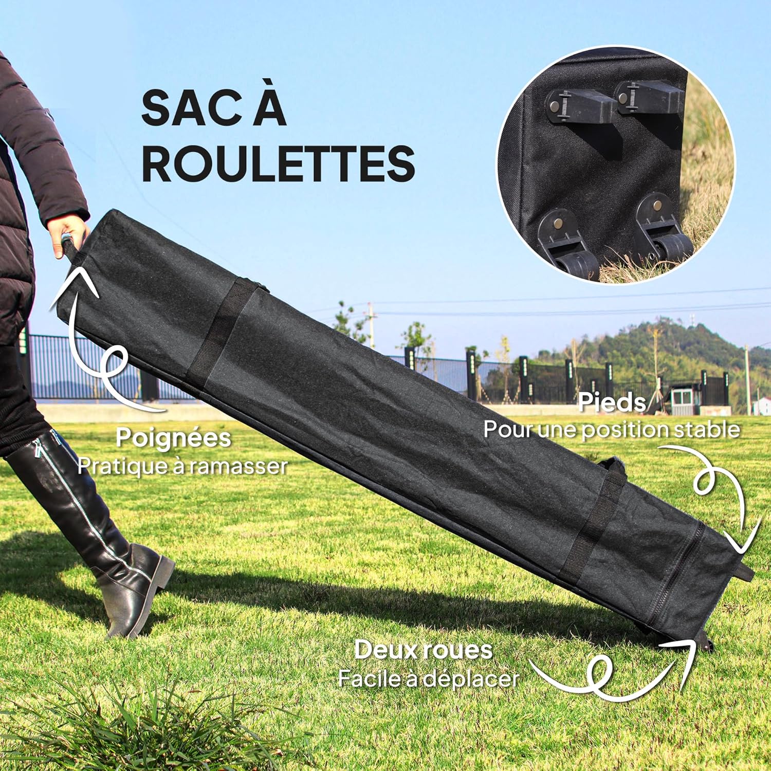 Outsunny - Tonnelle pop-up 4x4 m, double toit, moustiquaires, UV50+