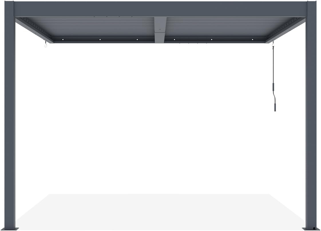 CAZEBOO - Piana - 3x3m pergola adossée aluminium, lames acier, vent/soleil/pluie