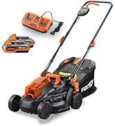 FUXTEC Akku Rasenmäher 40V (2x20V) E1RM20 inkl. 2x20V Li-Ion Batterie 2Ah & Doppel-Ladegerät – Sc...