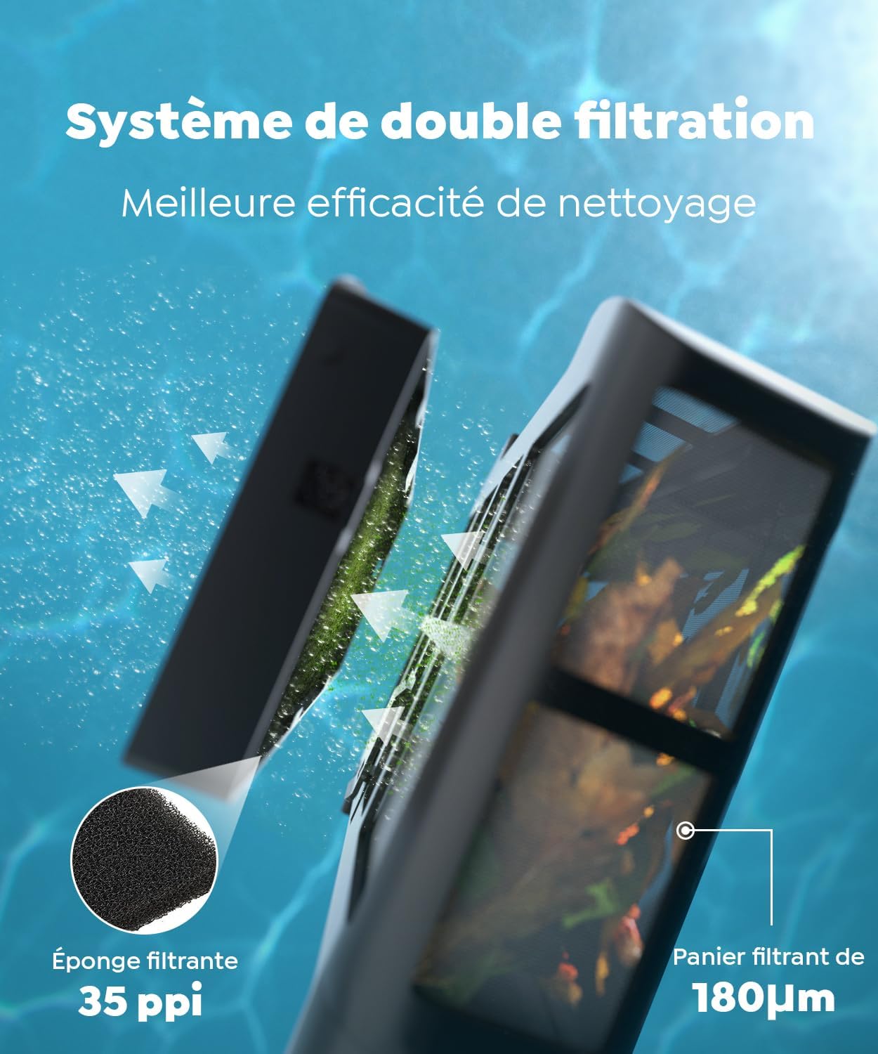 Robot piscine - C1 Série - 150m² - fond/parois, 180 min, filtrant, contrôle APP - 2026Nouv