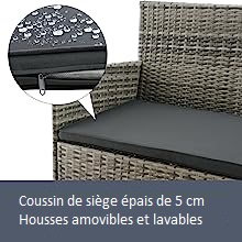 un coussin avec une assise noire et un coussin gris.