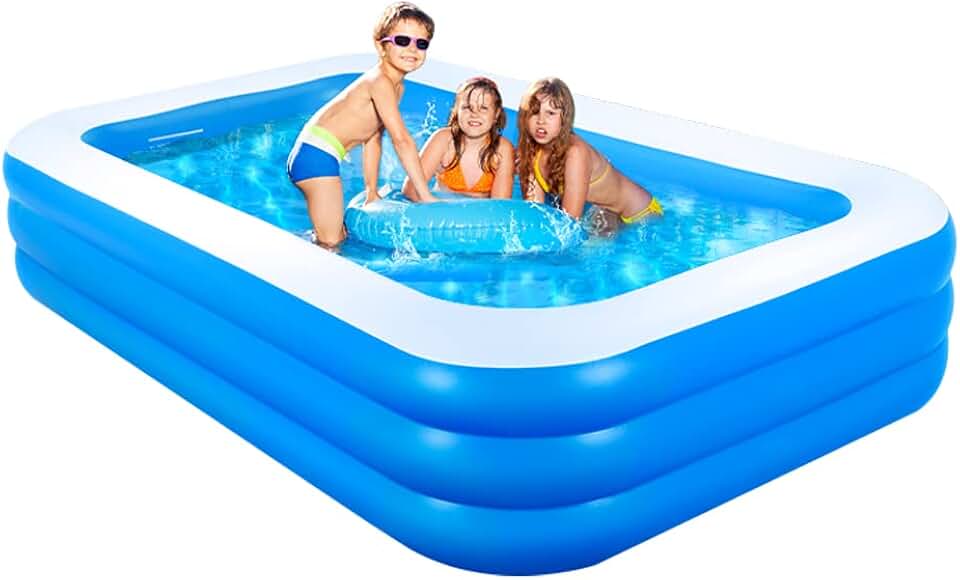 GALAXYER - Piscine gonflable 3 anneaux - 205x125x45 cm - usage intérieur/extérieur