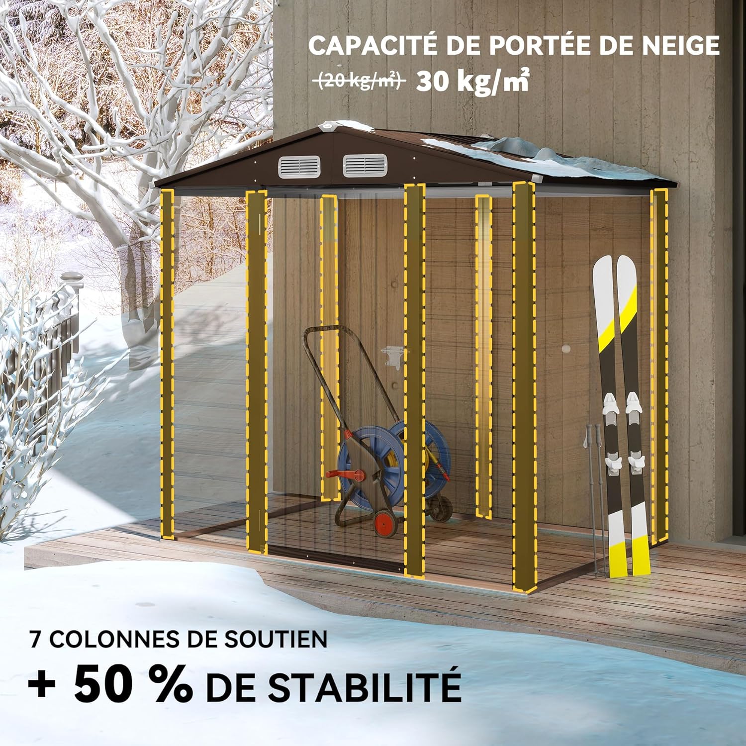 Abri de Jardin en métal 2,27 m², Structure en Acier galvanisé 