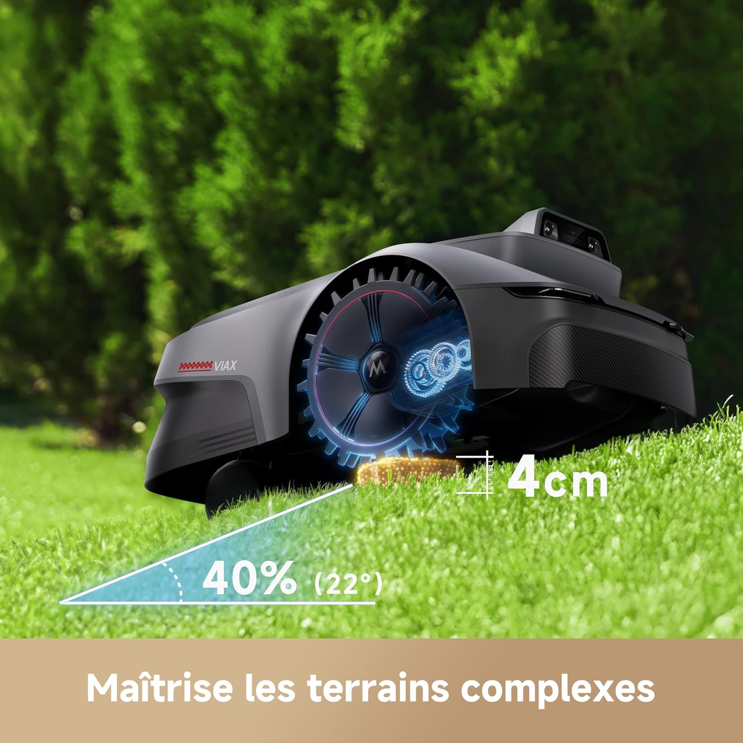 MOVA - Robot tondeuse ViAX - 250 m² - AI, sans fil, coupe bordure, ViAX250