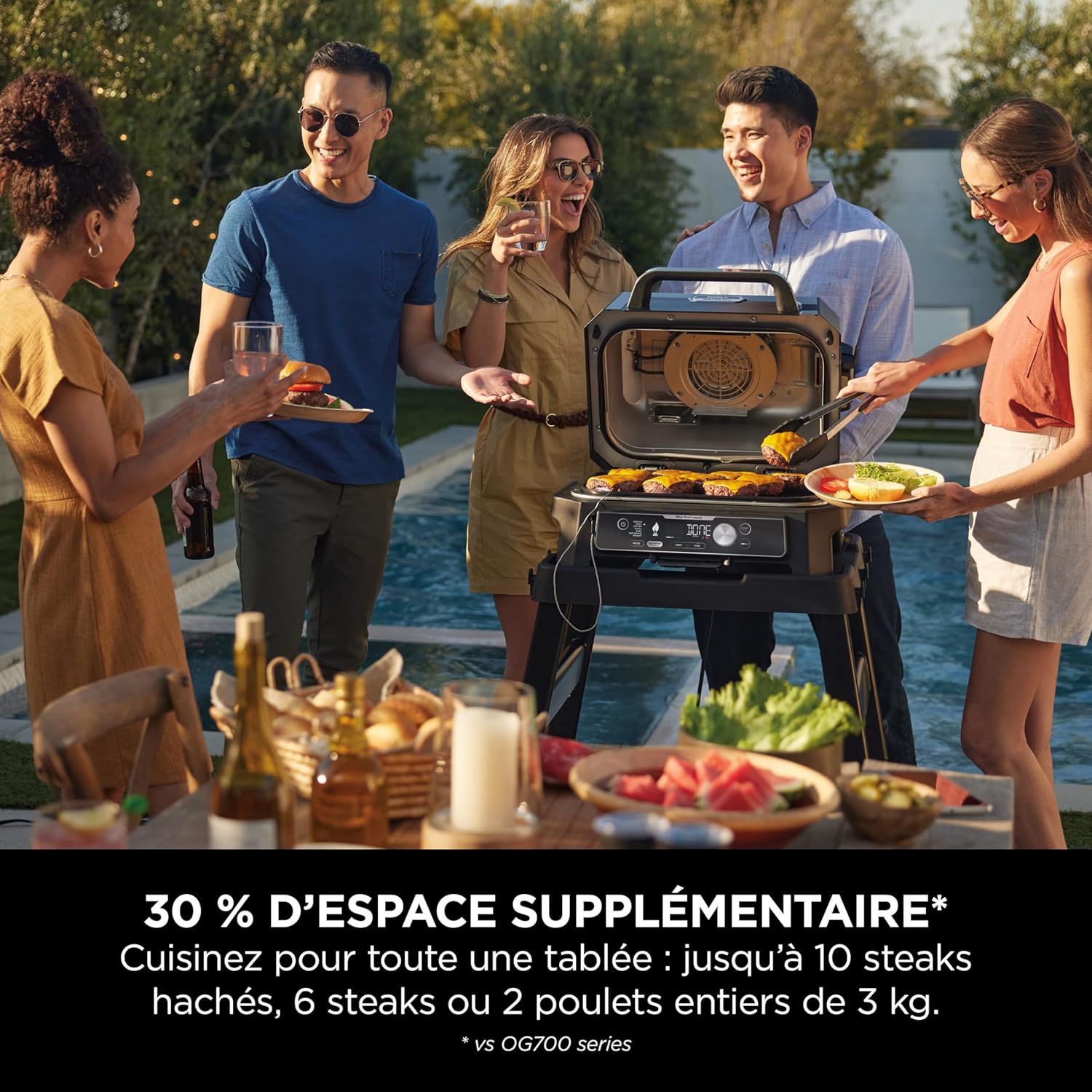 Ninja - grill & fumoir Pro Connect XL - contrôle app, 7-en-1, friteuse, résist. intem. - OG901EU