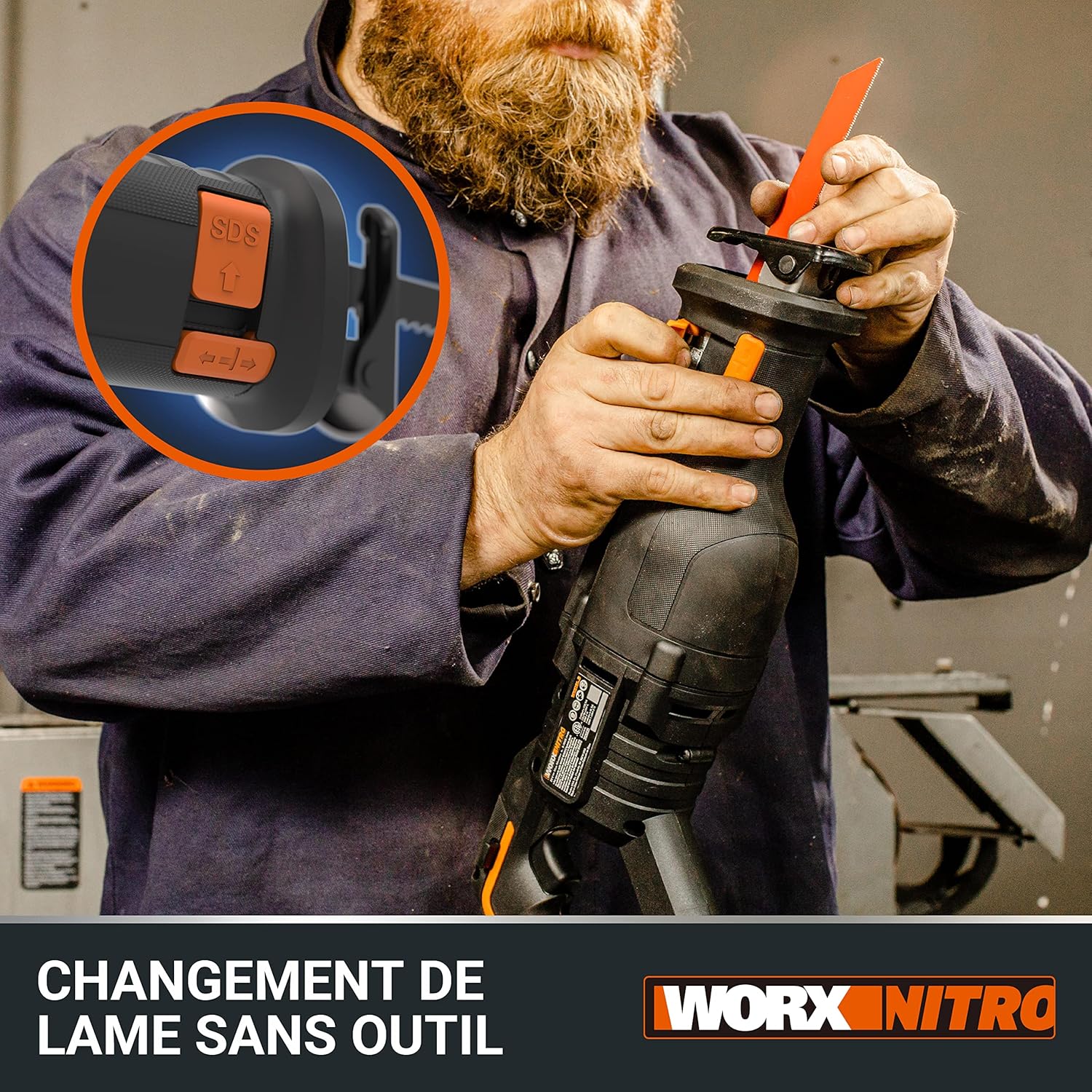 WORX - Scie sabre brushless, 29mm course, 20V, légère, WX516