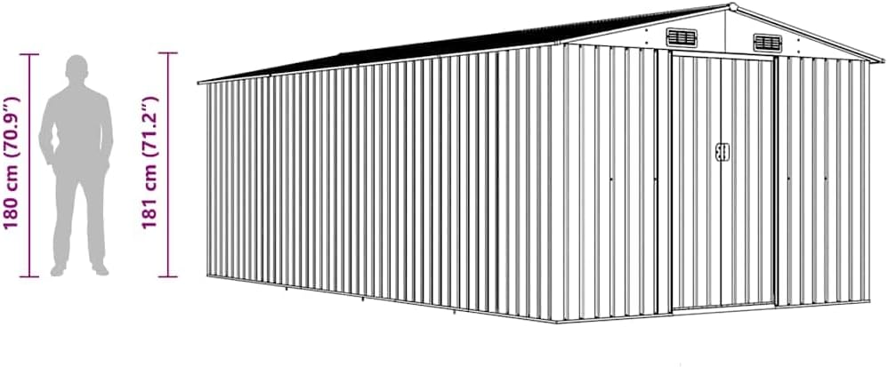 vidaXL Abri de Jardin 257x489x181 cm Métal Marron Terrasse Cabane à Outils