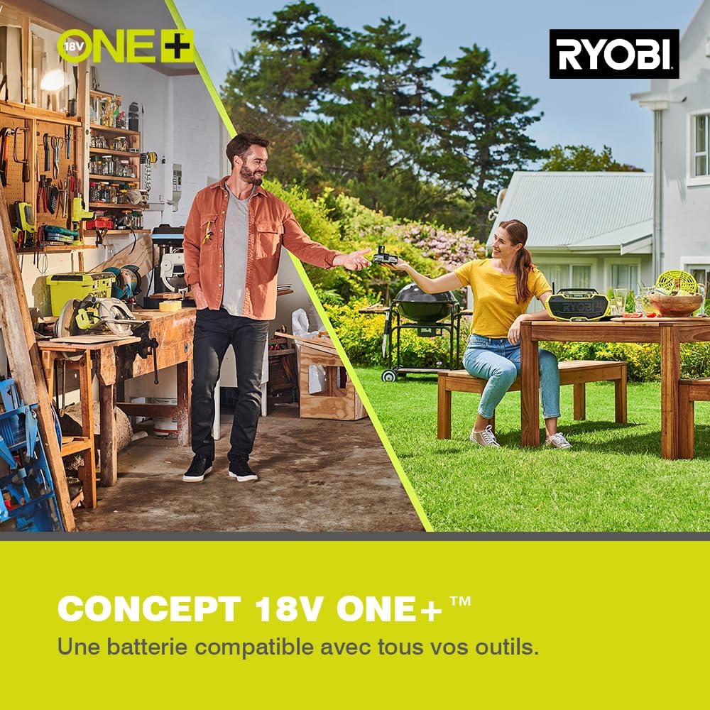 RYOBI - Nettoyeur de joints One+ 18V, brosse métal 11,5cm, batterie 2Ah, 32min - RY18PCA-120