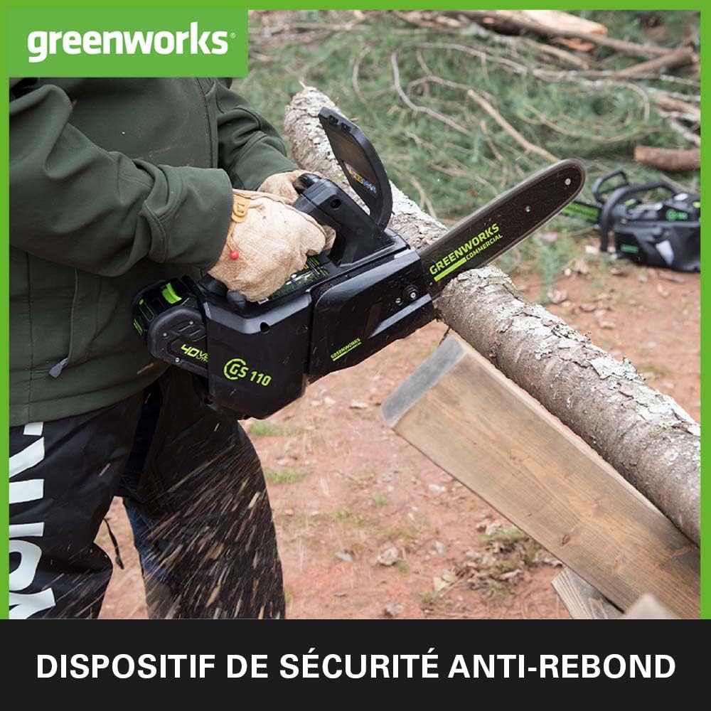 Greenworks GD40TCS Tronçonneuse à Batterie Top Poignée Moteur Sans Balais, Longueur Guide-Chaîne 10 Pouces (25 cm), Vitesse de Chaîne 12m/s, 2,4kg, Anti-rebond, SANS Batterie 40V Ni Chargeur