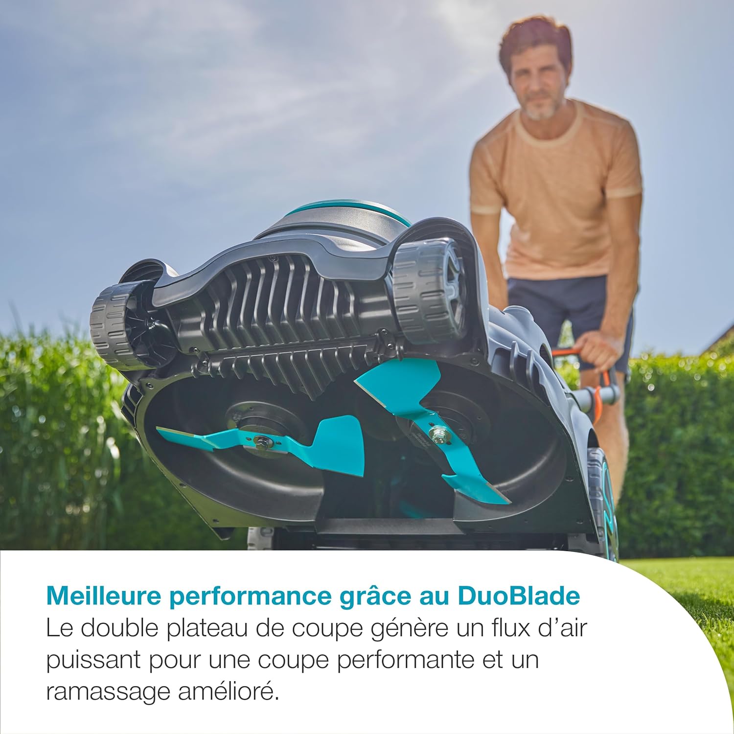 Gardena Tondeuse PowerMax Duo 46/36V P4A 4 Ah - sans Chargeur ni Batterie: Haute Performance, Deux Lames Valent Mieux Qu’Une, Idéal pour Les espaces étroits, Moteur Puissant PowerBoost (14646-55)