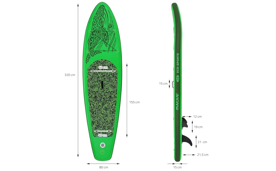 ECD Germany planche de stand up vert paddling makani 320x80x15 cm SUP gonflable paddle board de surf