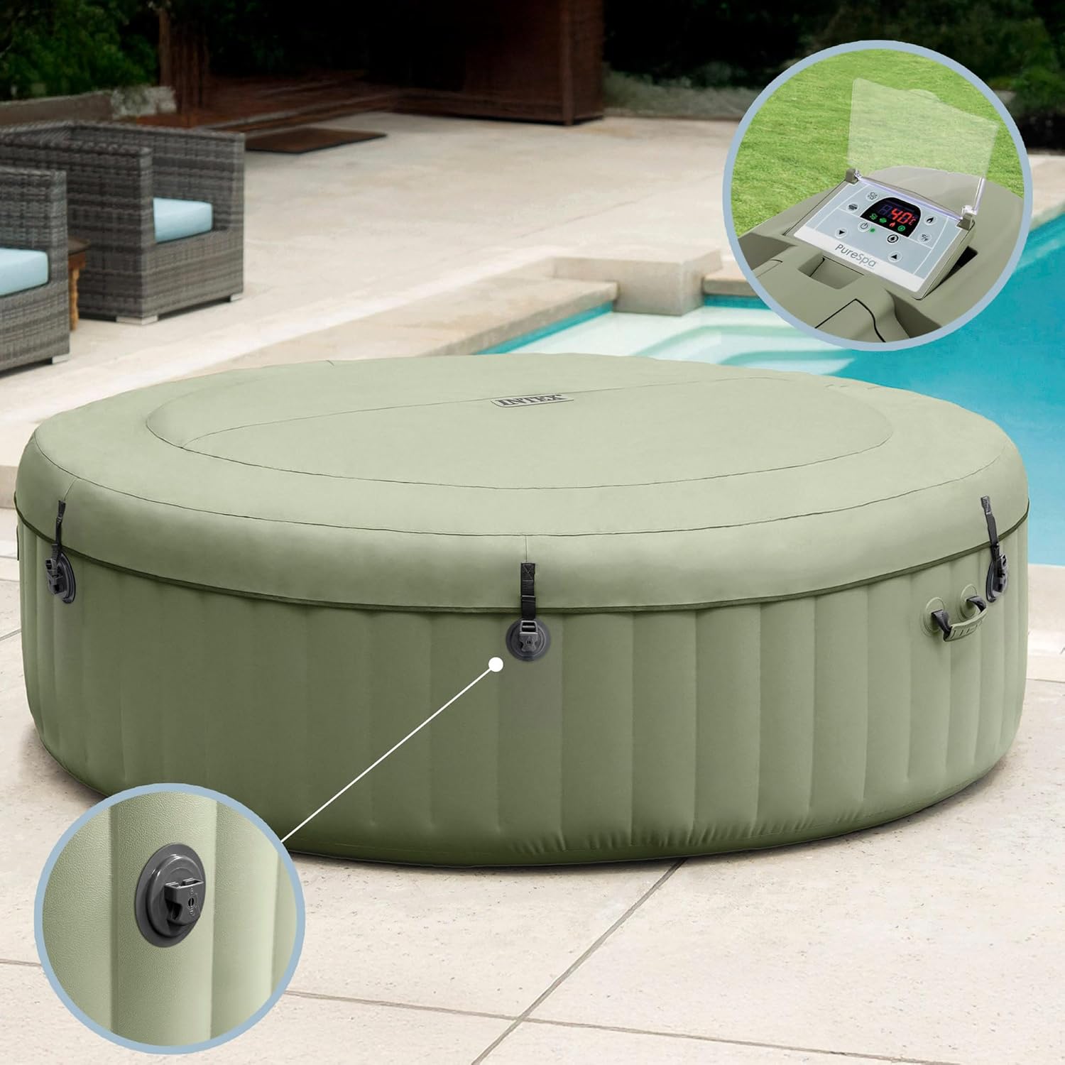 Intex - PureSpa Olive Série 4 places - relaxation et confort - 28426NP
