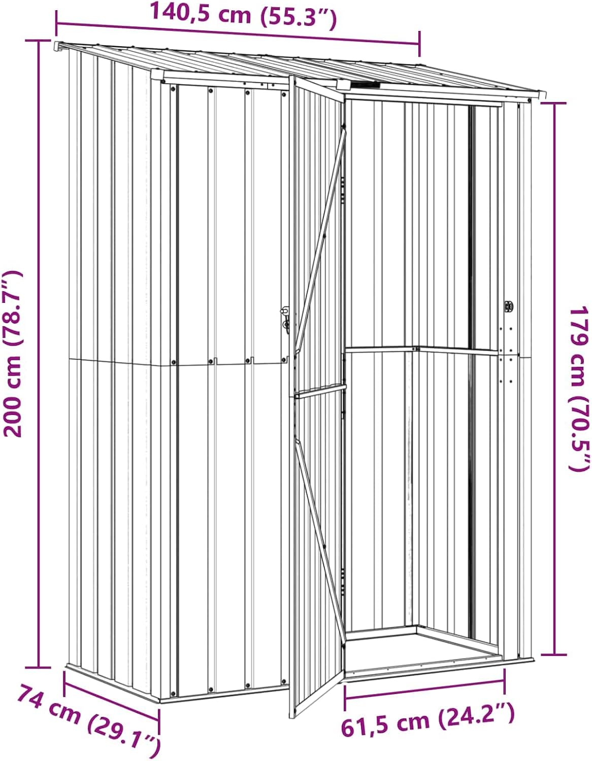 vidaXL - Abri de jardin anthracite 140,5x74x200cm, métal durable