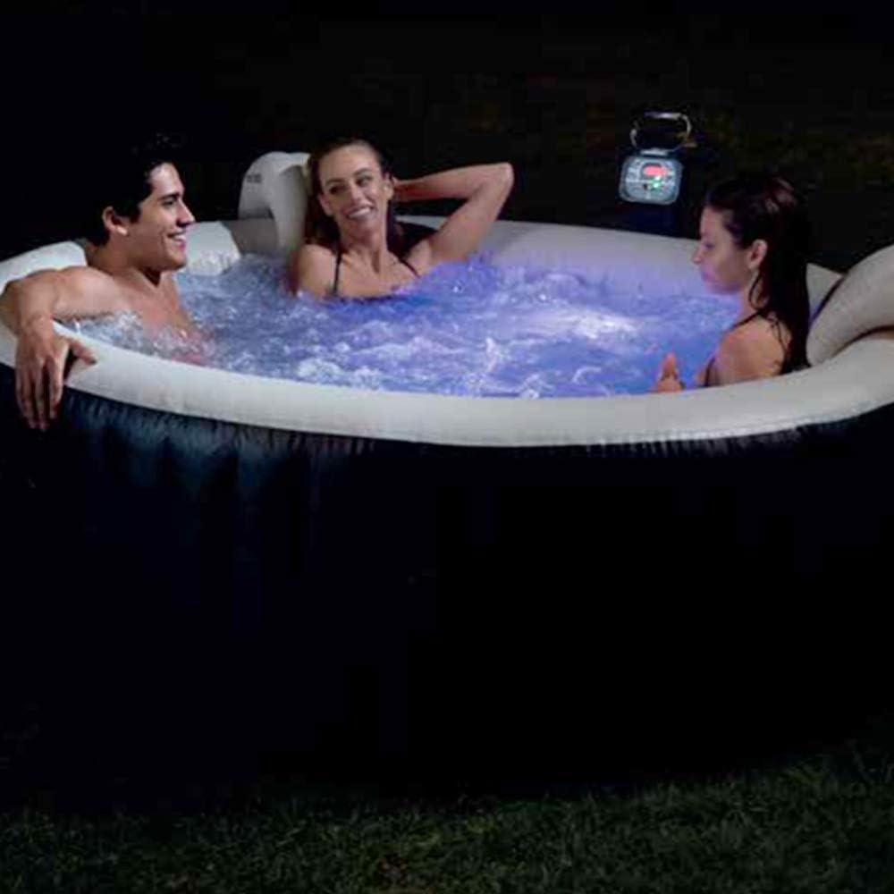 Intex - Pure Spa Sahara 4 places - rond, 795L, 120 bulles, LED ambiance
