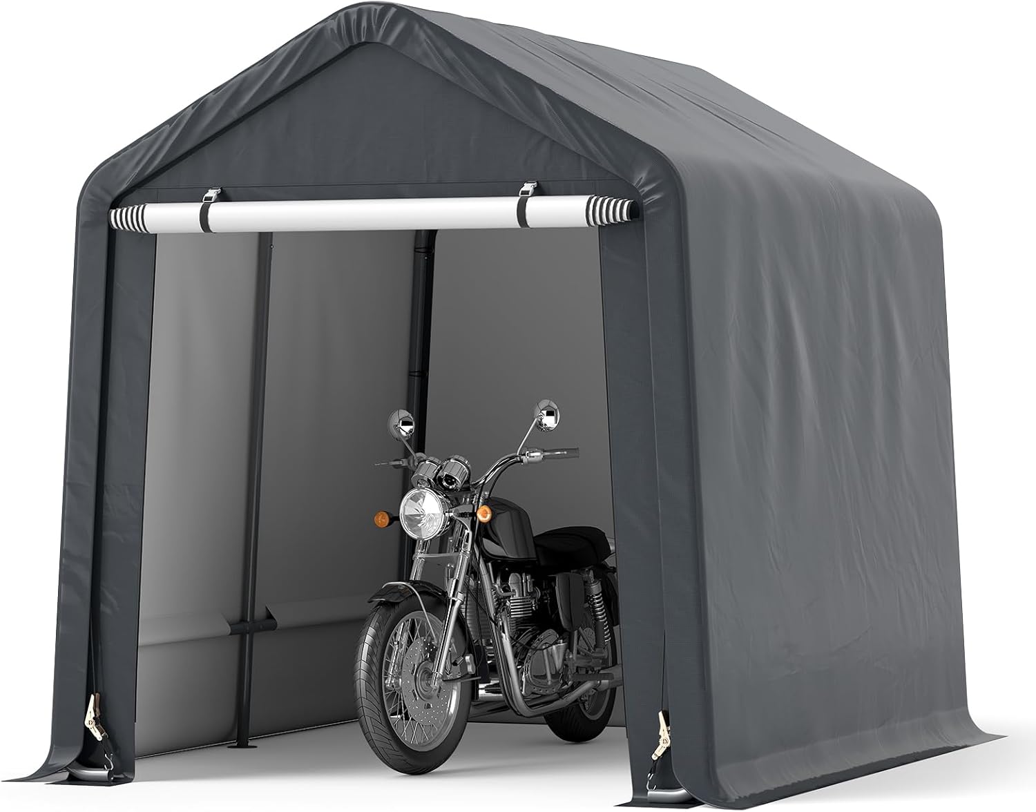 COSTWAY Abri de Vélos Extérieur de 240 x 195 x 214 cm, Abri de Garage Portable pour Motos Housse Imperméable avec Porte à Fermeture Éclair Enroulable, Tente de Rangement pour Jardin Cour