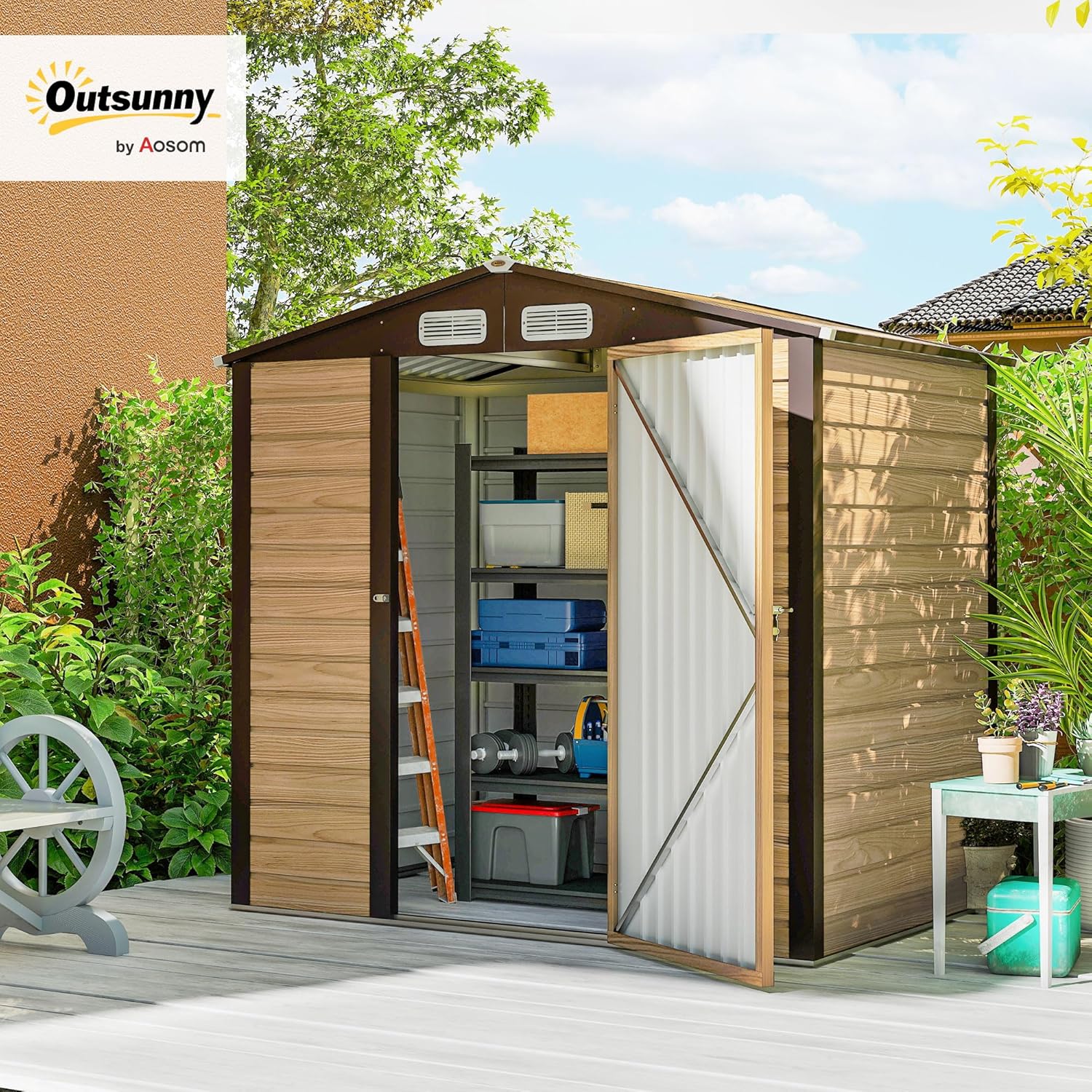 Abri de Jardin en métal 2,27 m², Structure en Acier galvanisé 