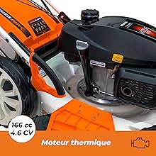 RURIS Tondeuse à Gazon Thermique RX444S