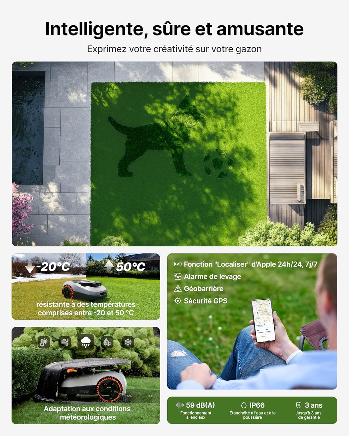 Segway - Navimow i208 - robot tondeuse, LiDAR, 45% pente, 4G, i208