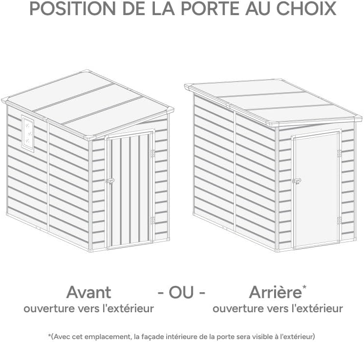 Jôbu Abri de Jardin Adossé en Résine 3,55m² | Gris Clair avec Fenêtre et Aération | Kit de Fondation Inclus | Structure Acier Galvanisé