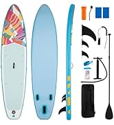 HOMASIS 336 x 77 x 16 cm Planche à Pagaie Gonflable, Planche de Surf avec Pagaie Réglable, Pompe ...