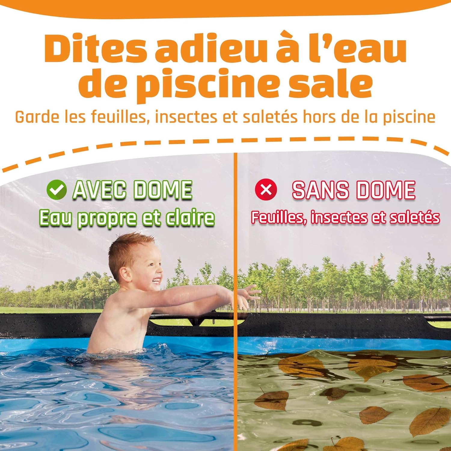 EXIT Toys Abri Piscine Hors Sol Rond ø 488 cm pour Intex/Bestway – Garde l’Eau Plus Chaude et Propre – Dôme Universel – Transparent