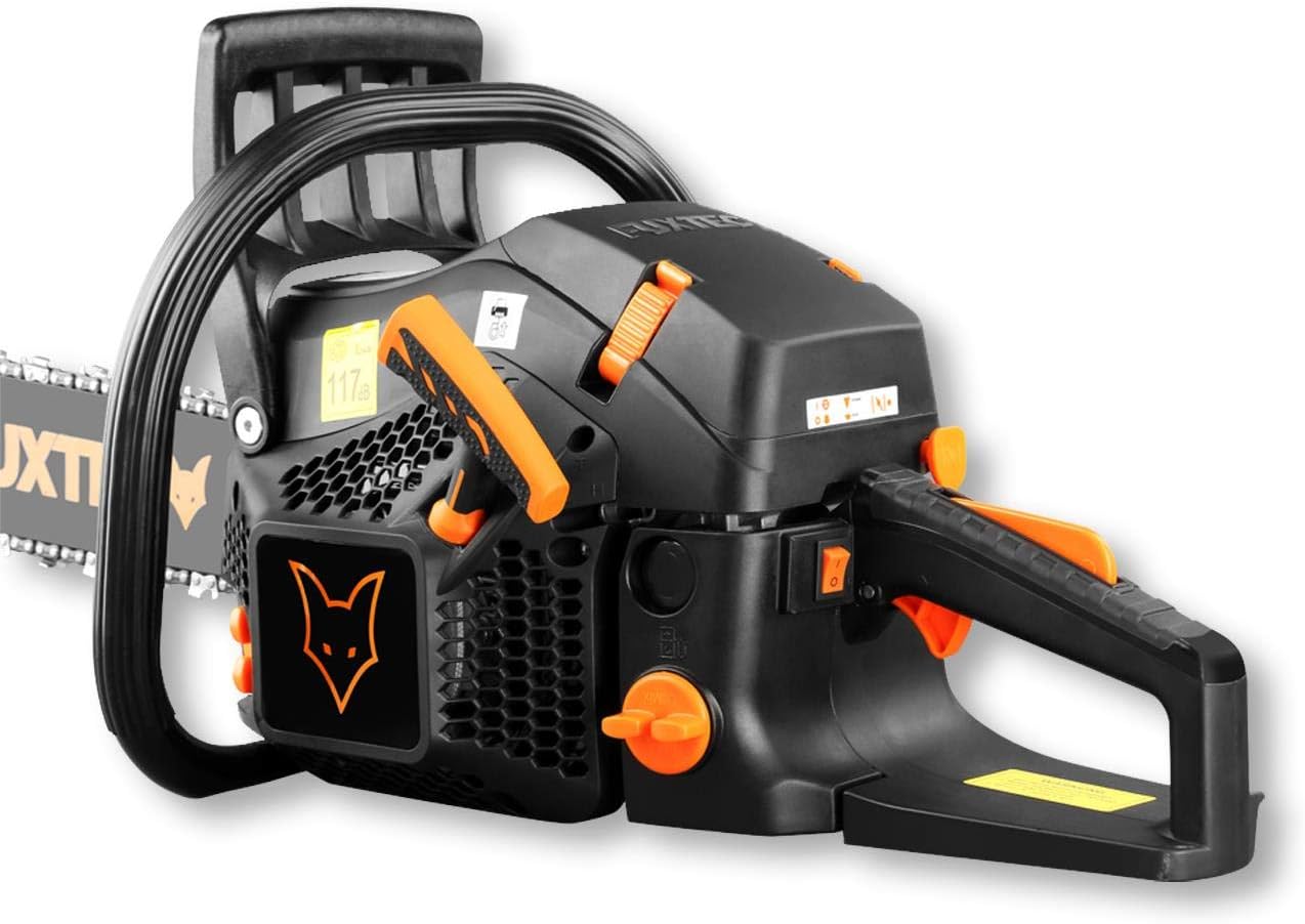 Fuxtec Tronçonneuse Thermique 46 cm - 18 Pouces FX-KS255 Black Edition 54cm3 2 Temps Essence 2,3kW Élagage Ébranchage Bois De Chauffage