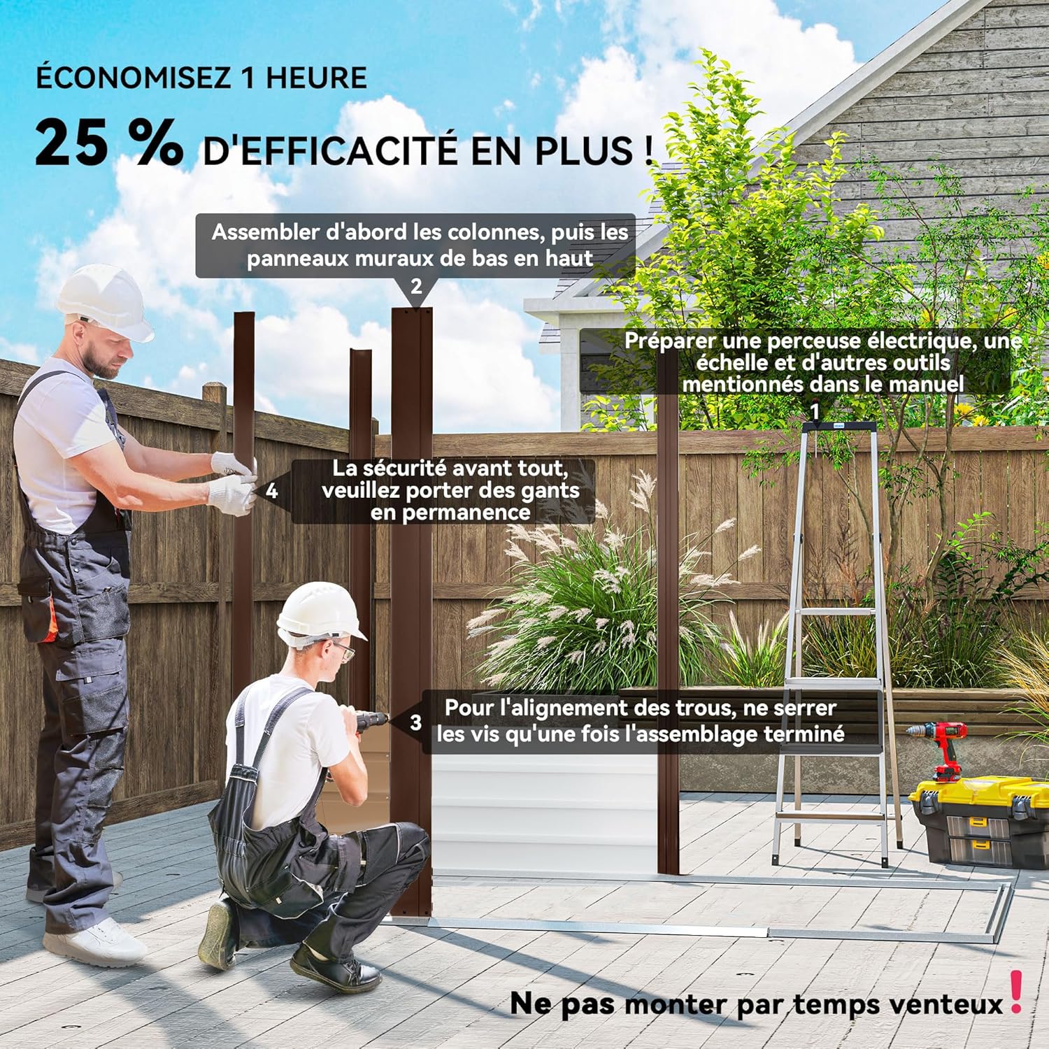 Abri de Jardin en métal 2,27 m², Structure en Acier galvanisé 